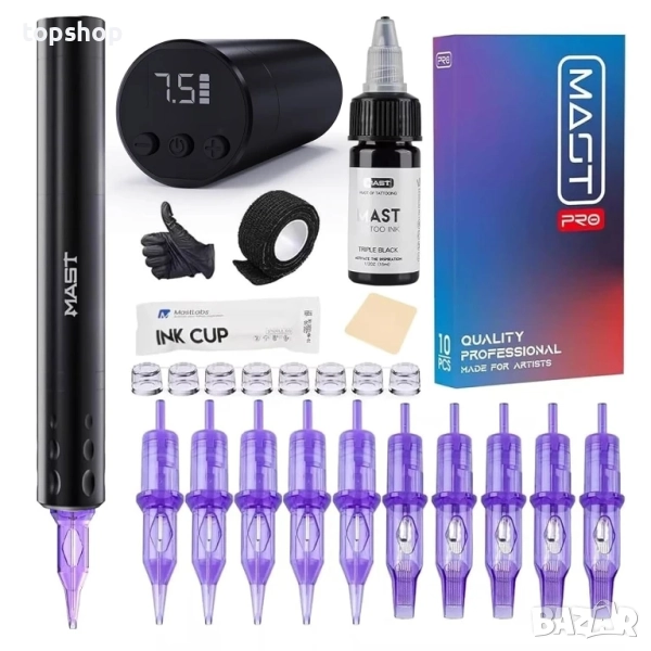 Безжичен комплект за татуировки Mast, Tour Fly Slim безжична ротационна машина за татуировки..., снимка 1