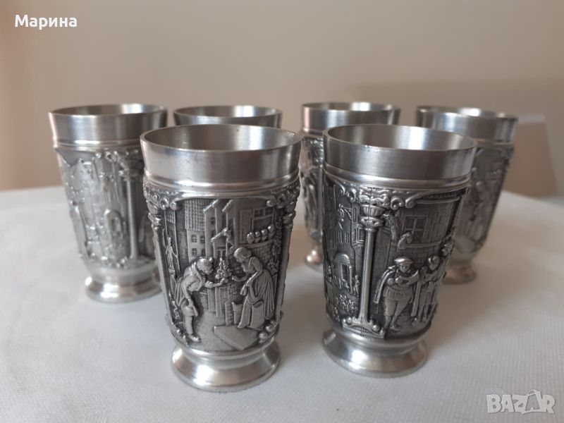 Немски чаши  2 бр. за ракия  от калай Antik *  Vintage, снимка 1