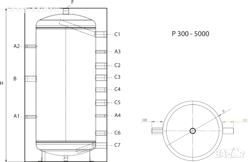 Буферни съдове SUNSYSTEM P – без серпентини, снимка 1