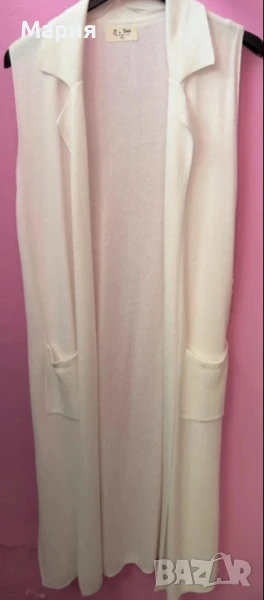 Страхотен дълъг бял елек, снимка 1