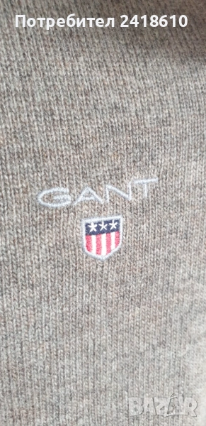 Gant Wool Knit Embroidered Logo Crew Neck Sweater Mens Size XL/ НОВО! ОРИГИНАЛ! Мъжки Вълнeн Пуловер, снимка 1