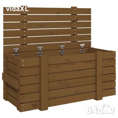 vidaXL Кутия за съхранение, меденокафява, 91x40,5x42 см, бор масив(SKU:825001, снимка 1