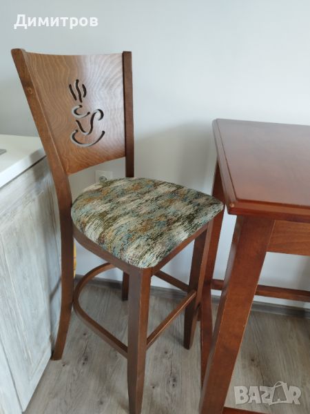 Бар маса и бар столове от масив, снимка 1