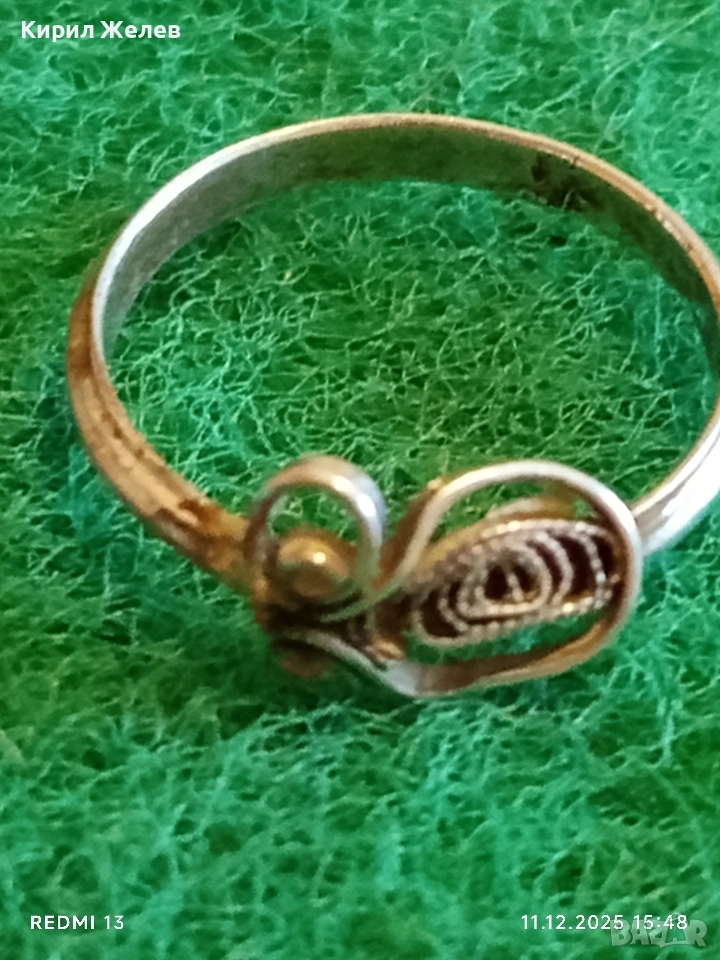 КРАСИВ АЖУРЕН СРЕБЪРЕН ПРЪСТЕН ФИЛИГРАННА ИЗРАБОТКА ЕТНО АРТ 38917, снимка 1