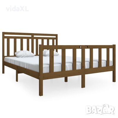 vidaXL Рамка за легло меденокафяво 150x200 cм King Size дърво масив（SKU:3100966, снимка 1