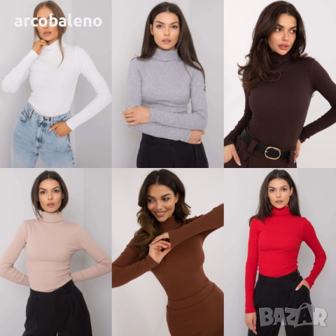 Дамска блуза с оребрена яка Elisee, 6цвята 