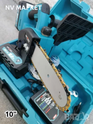 Акумулаторна резачка за дърва с маслен филтър,2х36V 10Ah,с акумулаторен верижен трион с двойна батер, снимка 10 - Градинска техника - 53839498