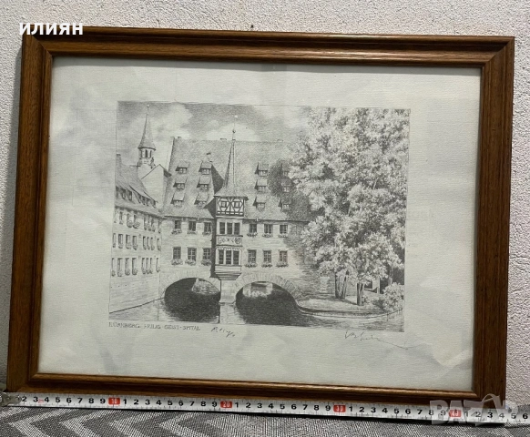 Нюрнберг. Стара литография. , снимка 4 - Антикварни и старинни предмети - 53560222