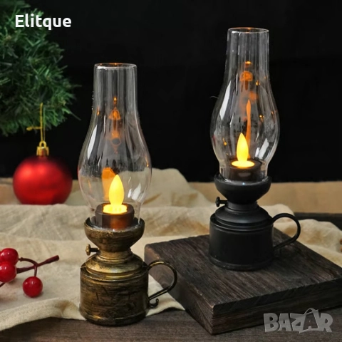 LED винтидж декоративна лампа с трептяща светлина, снимка 2 - Декорация за дома - 52820137