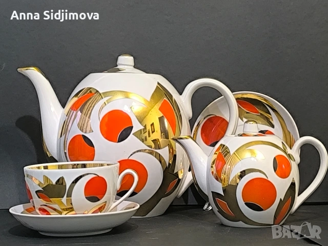 Руски порцелан Вербилки сервиз за чай , снимка 4 - Сервизи - 54079178