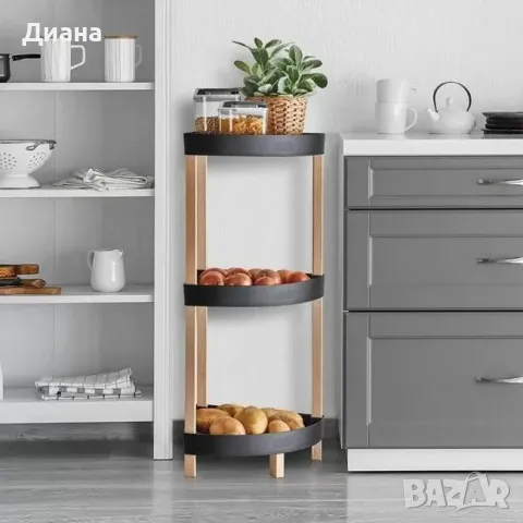 Ъглова етажерка-рафт на 3 нива в черен цвят, снимка 1