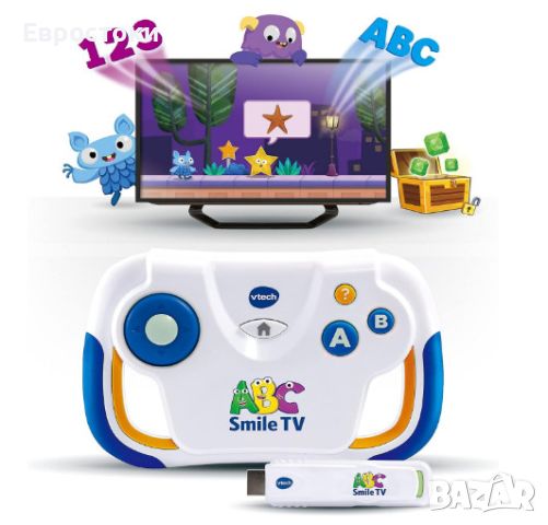 Детска безжична конзола VTech ABC Smile TV, детски образователен компютър, снимка 7 - Образователни игри - 45553490