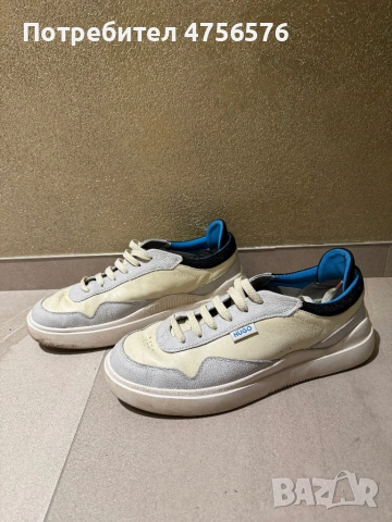 Кожени спортни обувки HUGO с ниськ профил и текстил, снимка 2 - Маратонки - 53731925