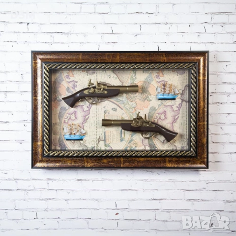 Нова Декорация Старинно Оръжие - Ретро Пистолет 72х48см