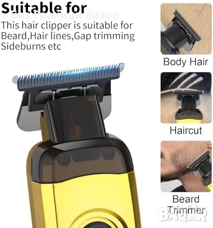 Нов Професионален тример Zero Gap DLC ножче с база и приставки за мъже бръснене, снимка 4 - Тримери - 54106135