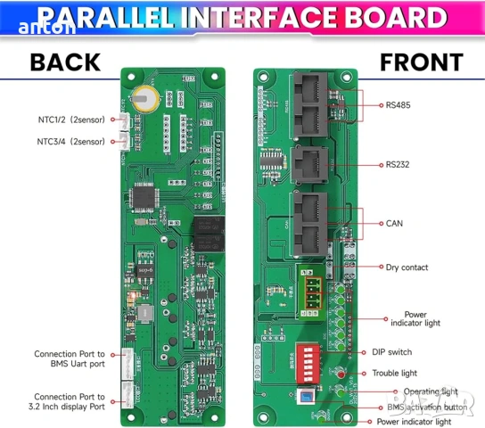 Interface communication parallel Board for DALY BMS интерфейсна платка за БМС 