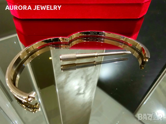 CARTIER Love Small Paved Rose Gold Diamonds Гривна с Отверка, снимка 6 - Гривни - 53054275