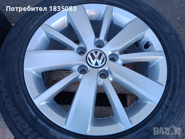 Лети джанти 16ки 5х112 VW + летни гуми 205/55/16 Hankook, снимка 7 - Гуми и джанти - 52866696