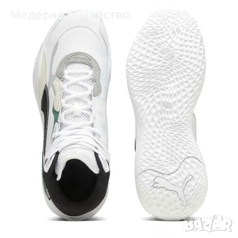 Мъжки баскетболни маратонки PUMA Playmaker Pro Mid Plus Basketball Shoes White/Multi, снимка 3 - Маратонки - 46997553