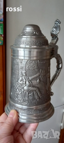 Vintage. Нова. Немска калаена халба Lindenwirtin 650 мл., снимка 2 - Антикварни и старинни предмети - 51644847