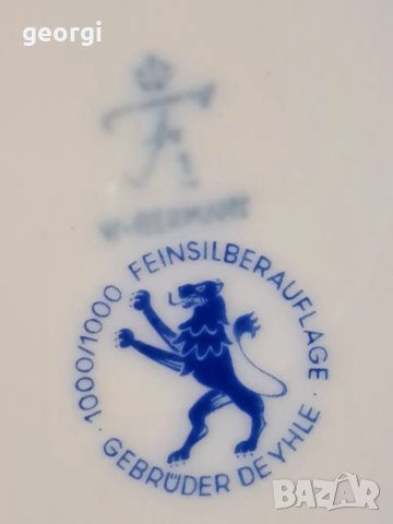 декоративна порцеланова чинийка с цветя и сребърен кант  20/3, снимка 6 - Антикварни и старинни предмети - 49144363