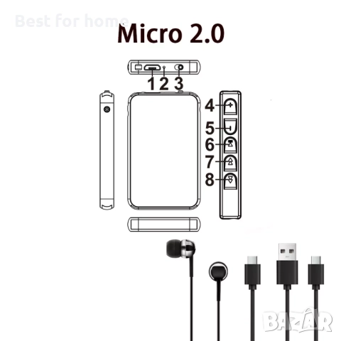 V15 300mAh 64GB цифрови гласово активиран диктофон, снимка 5 - Други - 52774596