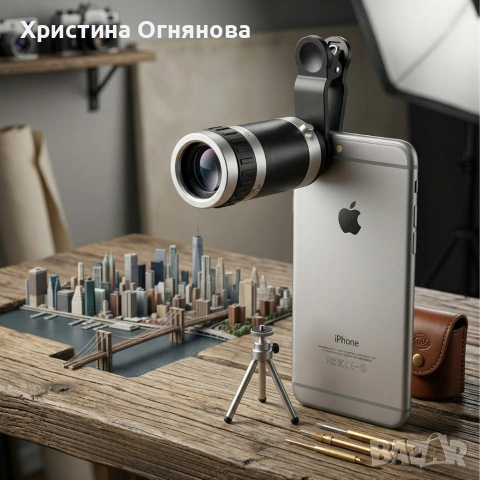 Универсален телескоп обектив за телефон 8x оптично увеличение + щипка, снимка 2 - Други - 54133525