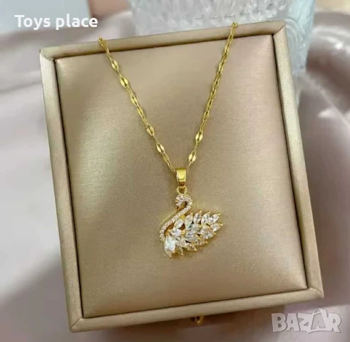 Красиво дамско колие Лебед с кристали , снимка 4 - Колиета, медальони, синджири - 50725779