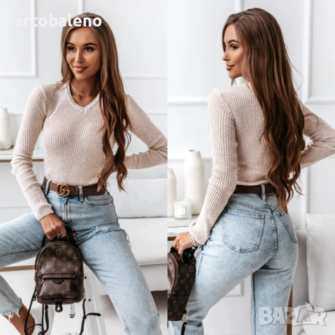 Дамски пуловер с V-образно деколте Rori, 5цвята , снимка 11 - Блузи с дълъг ръкав и пуловери - 52383160