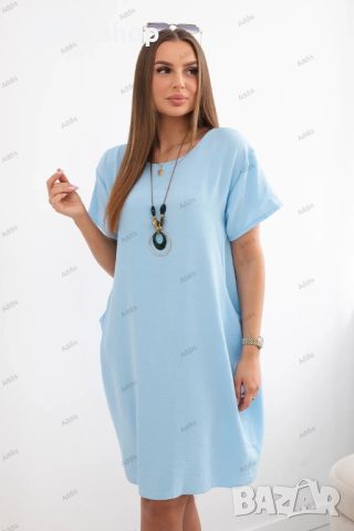 Дамска рокля с джобове и висулка, 4цвята , снимка 2 - Рокли - 45684136