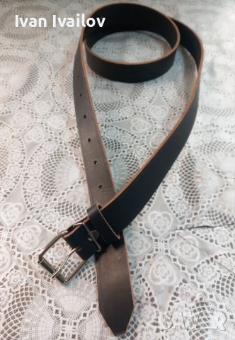 МАКСИ Мъжки колан (до 155 см) – ЕСТЕСТВЕНА КОЖА – Ръчна изработка, снимка 3 - Колани - 54122586