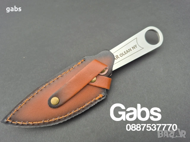 Нож KA BAR OLEAN NY ,фултанг с кожена кания, снимка 5 - Ножове - 53402353