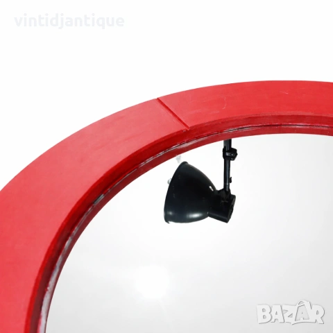 Кръгло огледало за стена в червен цвят, снимка 3 - Огледала - 54160839