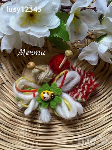 Първомартенски дървени шайбички-магнити!, снимка 5 - Декорация за дома - 53213400