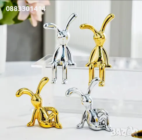 Комплект Декоративни зайчета Украса Великден , снимка 4 - Статуетки - 49623463