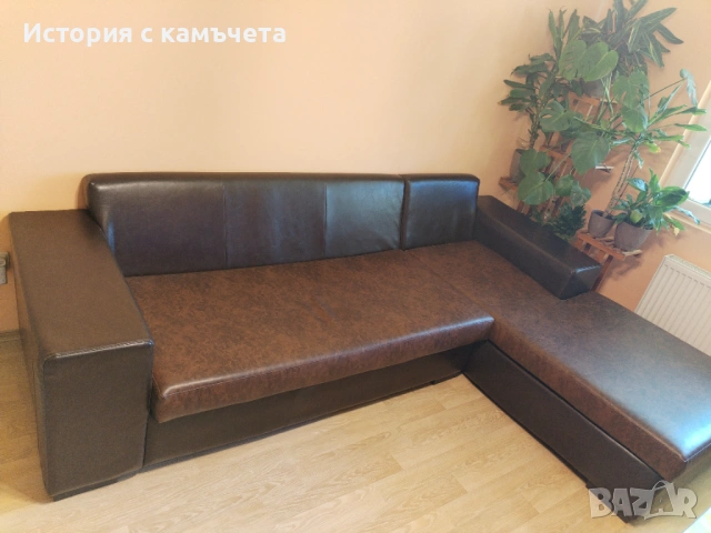 Ъглов диван с лежанка и функция сън от висококачествена еко кожа , снимка 3 - Дивани и мека мебел - 54097990