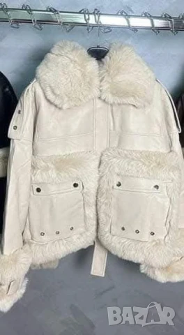 кожено яке с пух , снимка 2 - Якета - 50889608