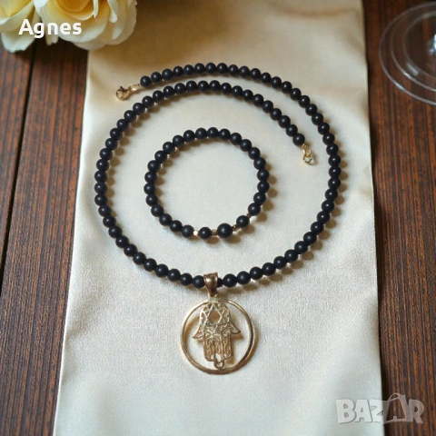 Колие и гривна от ШУНГИТ , снимка 2 - Бижутерийни комплекти - 53576797