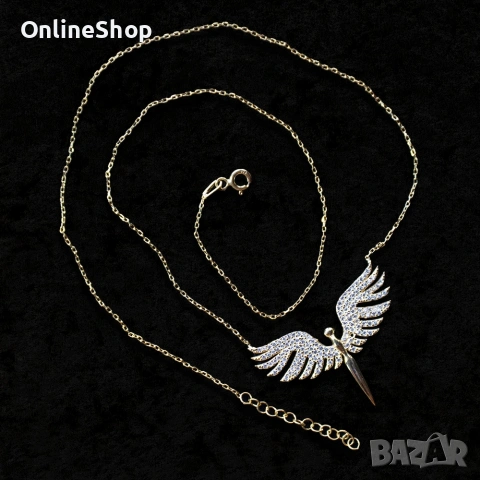 Стилно и нежно колие – АНГЕЛСКИ КРИЛА, снимка 13 - Колиета, медальони, синджири - 53360386