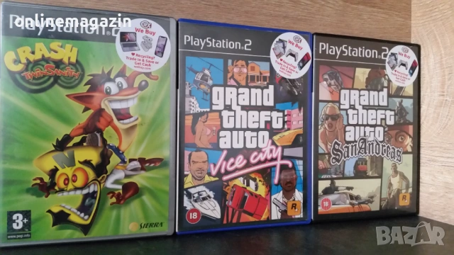 3 игри за PlayStation 2  CRASH, GTA SanAndreas & GTA Vice City Като нови 