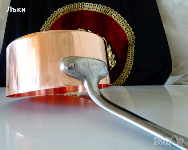 Медна тенджера 1.6 л.,чиста червена мед. , снимка 4 - Антикварни и старинни предмети - 52553239