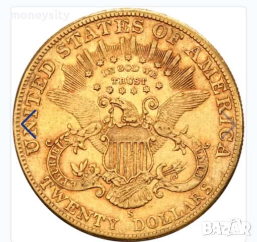 Златна монета САЩ 20 Долара 1850-1907, снимка 2 - Нумизматика и бонистика - 52258812