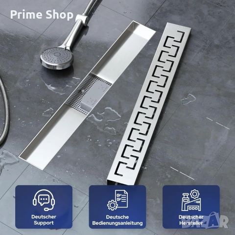 90см линеен сифон за баня VILSTEIN Greek, инокс, снимка 7 - ВИК - 53748545