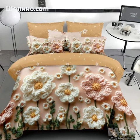 Флорален комплект с ластик, 100% памук  , снимка 3 - Спално бельо - 54111971