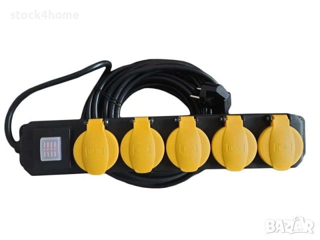 Външен Разклонител ALIEN с Ключ и 5 гнезда, 10/20/30m, IP44, 220VAC, 3x1,5mm2, снимка 2 - Друга електроника - 53588380