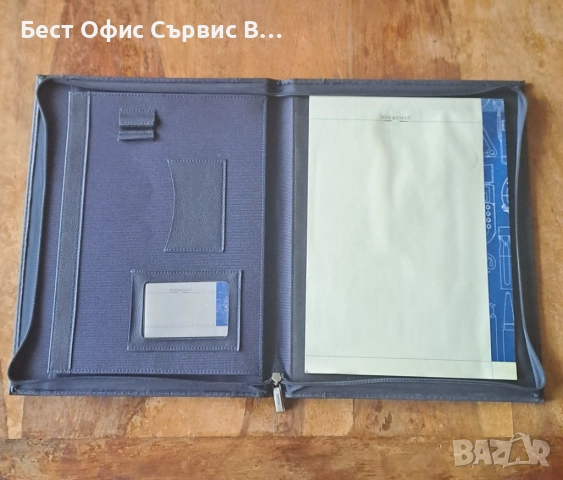 папка луксозна за документи син с кожа без/с цип Марксман Marksman Размер А4, снимка 12 - Ученически пособия, канцеларски материали - 52318025