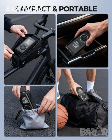 Преносим въздушен компресор за гуми с Type-C зареждане, цифров манометър, снимка 7 - Аксесоари и консумативи - 53658629