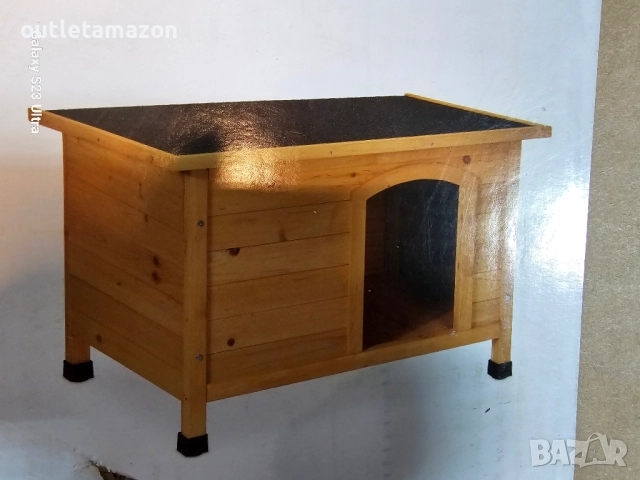 Кучешка къщичка Relaxdays, дървена къща, асфалтов покрив, устойчива на атмосферни влияния , снимка 8 - За кучета - 52556812