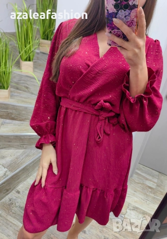 Червена рокля с блясък, снимка 5 - Рокли - 52771443