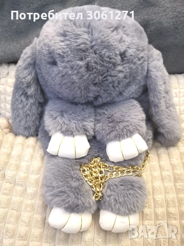 Чанта зайче светло сива , снимка 2 - Чанти - 52641630